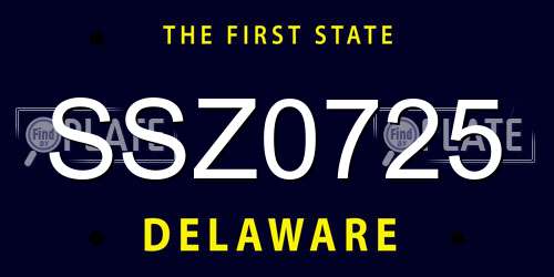 SSZ0725 Delaware License Plate