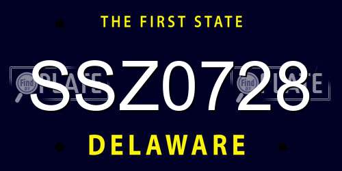 SSZ0728 Delaware License Plate