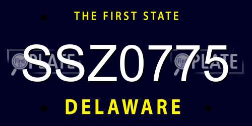 SSZ0775 Delaware License Plate