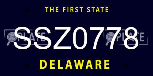 SSZ0778 Delaware License Plate