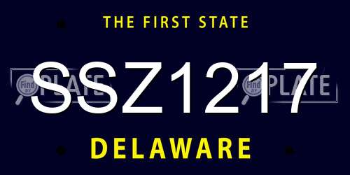 SSZ1217 Delaware License Plate