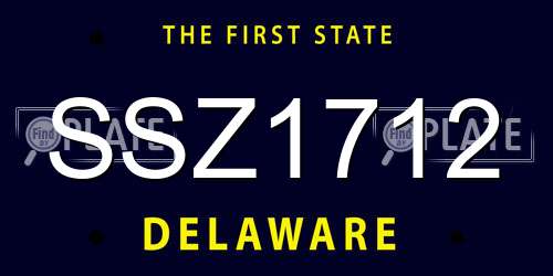 SSZ1712 Delaware License Plate