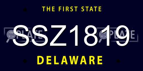 SSZ1819 Delaware License Plate