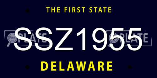 SSZ1955 Delaware License Plate
