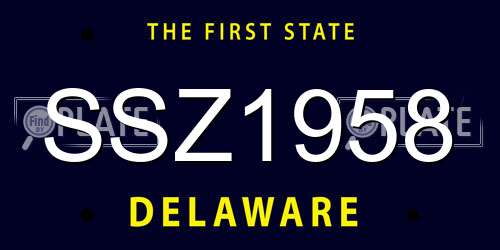 SSZ1958 Delaware License Plate