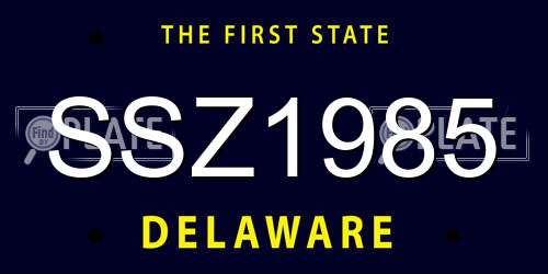 SSZ1985 Delaware License Plate