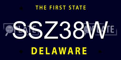 SSZ38W Delaware License Plate