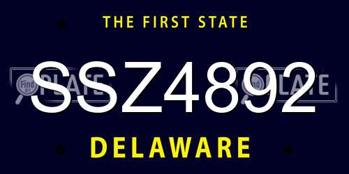 SSZ4892 Delaware License Plate