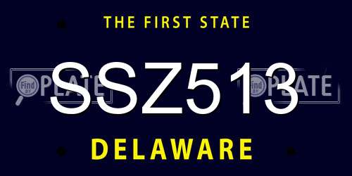 SSZ513 Delaware License Plate