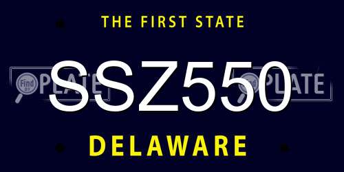 SSZ550 Delaware License Plate