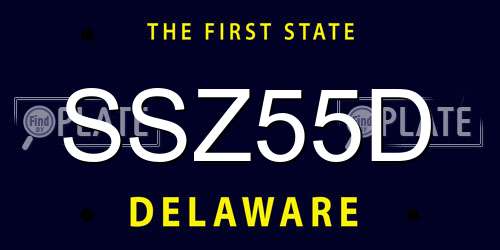 SSZ55D Delaware License Plate