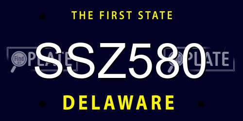 SSZ580 Delaware License Plate