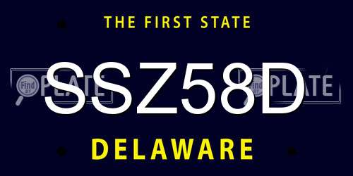 SSZ58D Delaware License Plate