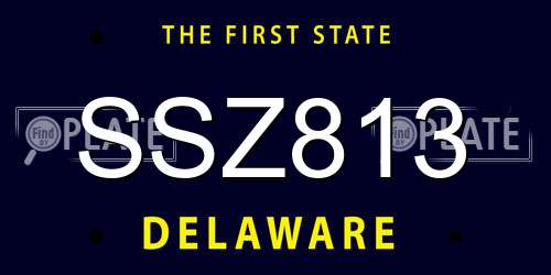 SSZ813 Delaware License Plate