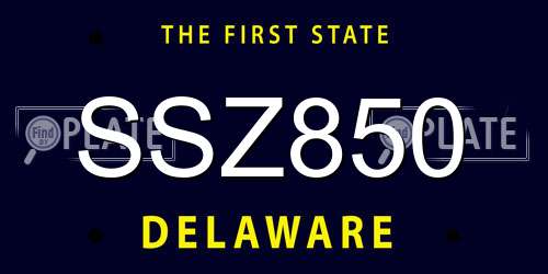 SSZ850 Delaware License Plate