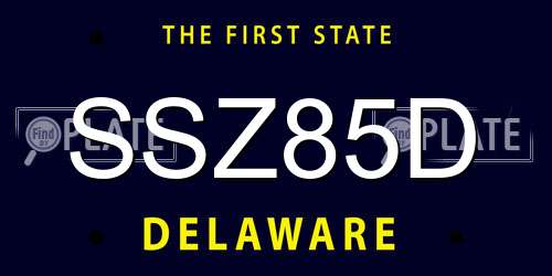 SSZ85D Delaware License Plate