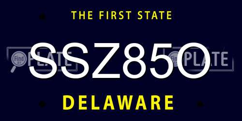 SSZ85O Delaware License Plate
