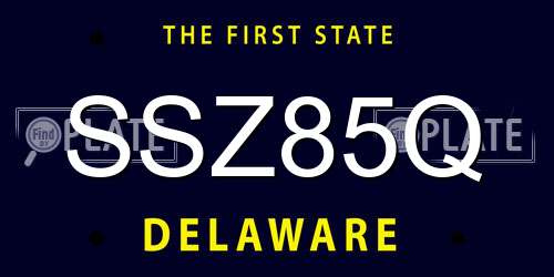 SSZ85Q Delaware License Plate