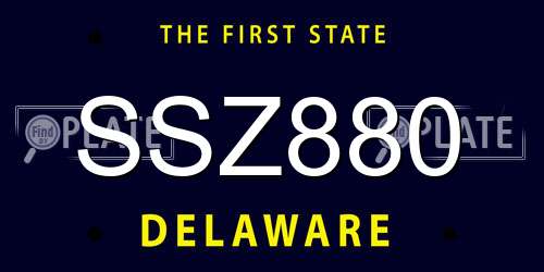 SSZ880 Delaware License Plate