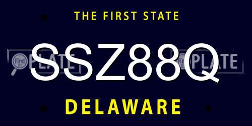 SSZ88Q Delaware License Plate