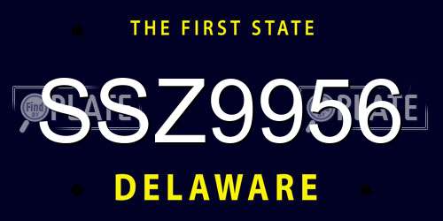 SSZ9956 Delaware License Plate