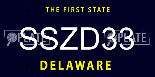 SSZD33 Delaware License Plate