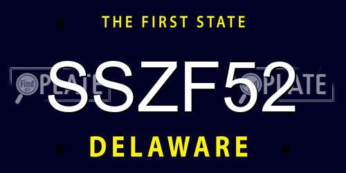 SSZF52 Delaware License Plate