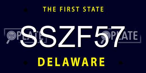 SSZF57 Delaware License Plate