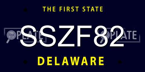SSZF82 Delaware License Plate