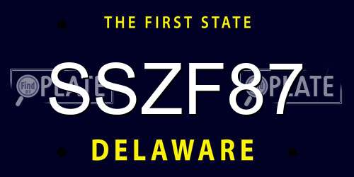 SSZF87 Delaware License Plate