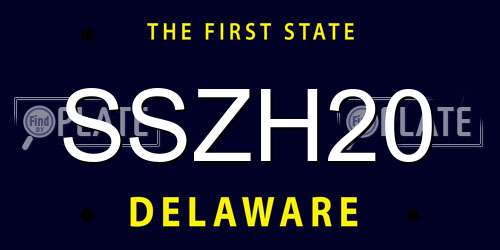 SSZH20 Delaware License Plate