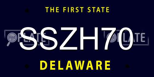 SSZH70 Delaware License Plate