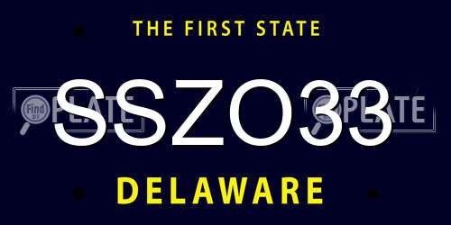 SSZO33 Delaware License Plate