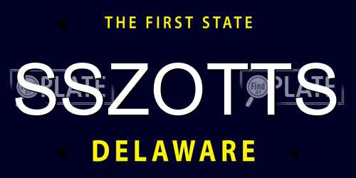 SSZOTTS Delaware License Plate