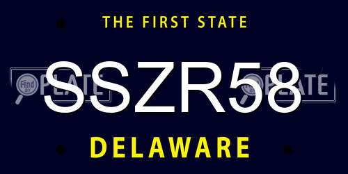 SSZR58 Delaware License Plate