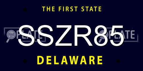 SSZR85 Delaware License Plate