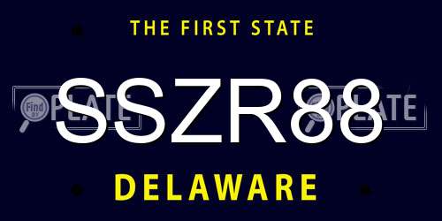 SSZR88 Delaware License Plate