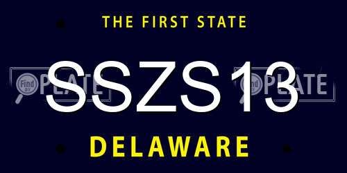 SSZS13 Delaware License Plate