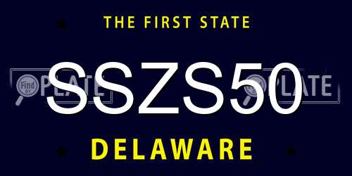 SSZS50 Delaware License Plate