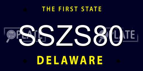 SSZS80 Delaware License Plate