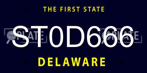 ST0D666 Delaware License Plate