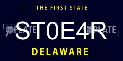 ST0E4R Delaware License Plate