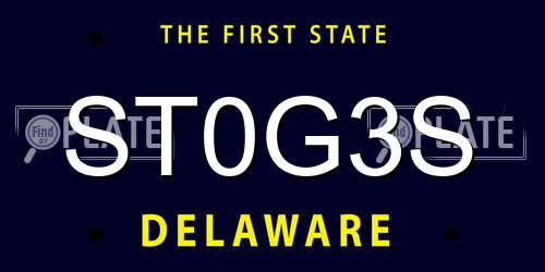 ST0G3S Delaware License Plate