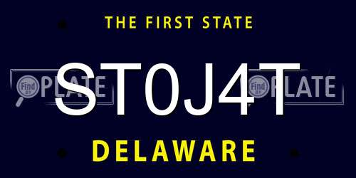ST0J4T Delaware License Plate