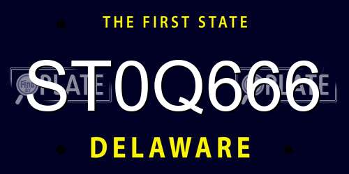 ST0Q666 Delaware License Plate