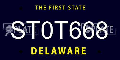 ST0T668 Delaware License Plate