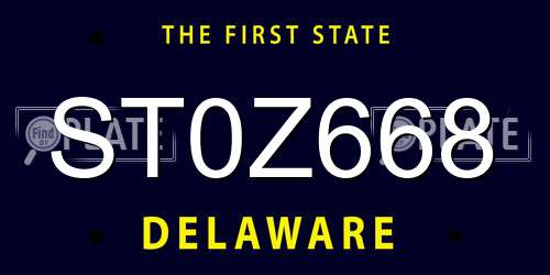 ST0Z668 Delaware License Plate