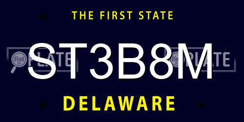 ST3B8M Delaware License Plate