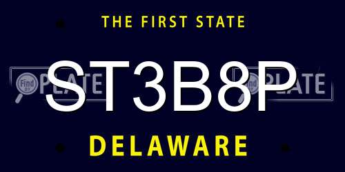 ST3B8P Delaware License Plate
