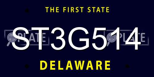 ST3G514 Delaware License Plate
